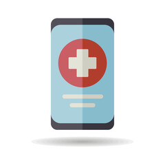 Fototapeta premium Smartphone with medical cross vector icon