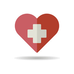 Obraz premium Cross inside heart vector icon. Medical sign