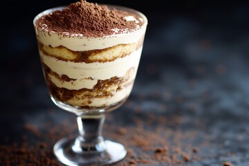 Classic Italian Tiramisu in Glass with Cocoa – Layered Gourmet Dessert