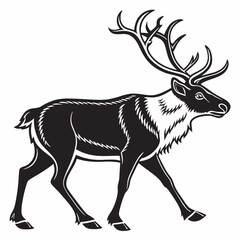 reindeer black silhouette icon vector