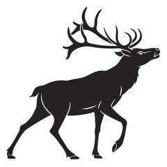 reindeer black silhouette icon vector