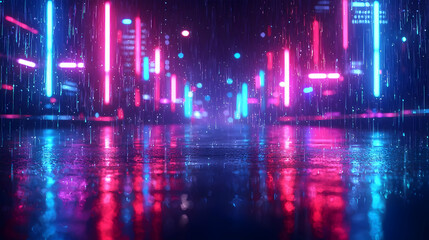 Obraz premium Neon City Rainscape Background
