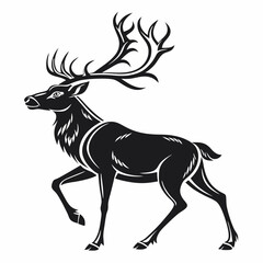 reindeer black silhouette icon vector