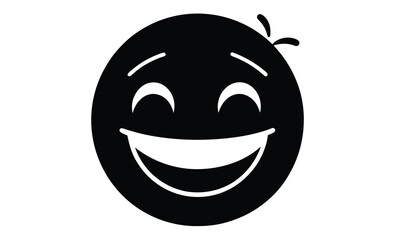 Winking smiley face silhouette, Winking Smiley Face Emoji Icon Illustration, Simple black-and-white winking smiley face emoji, conveying a playful and cheerful expression, ideal for messaging 