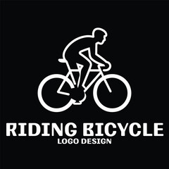 Riding Bicycle Vector Logo Design