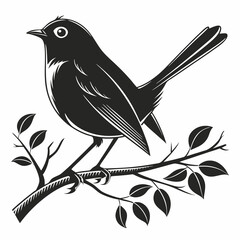 Robin black silhouette icon vector