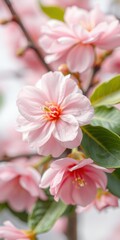 Fototapeta premium Beautiful pink blooming flowers on a tree in springtime, showcasing vibrant colors and delicate petals