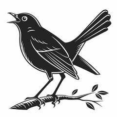 Robin black silhouette icon vector