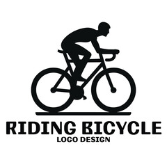 Riding Bicycle Vector Logo Design