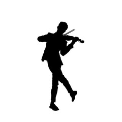 Young man playing violin vector silhouette isolated on white background. Classic music performer concert. Musician artist amusement public. virtuoso on the violin. Boy plays the girl under the window