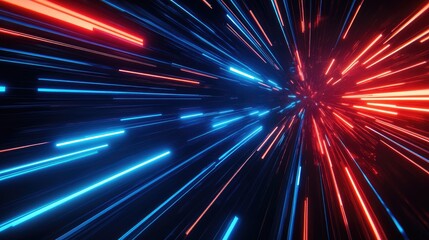 Futuristic speed motion with blue and red rays of light abstract background