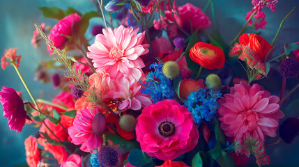 Fototapeta premium colorful flowers and other flowers in a flower shop
