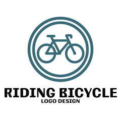 Riding Bicycle Vector Logo Design