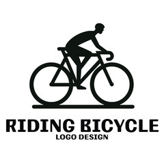 Riding Bicycle Vector Logo Design