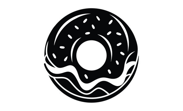 recommend clip art: Donut with sprinkles silhouette, Black and White Illustrated Donut with Sprinkles Art of Tasty Treat 