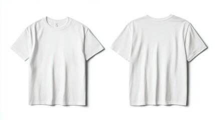 Naklejka premium Blank T Shirt color white template front and back view on white background