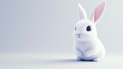 Obraz premium white bunny sits on a white background