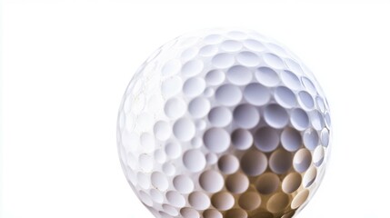 Close up of a golf ball isolated on white background