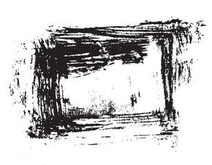 Black paint brush strokes creating a rectangular frame on white background
