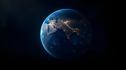 Earth Globe At Night With City Lights