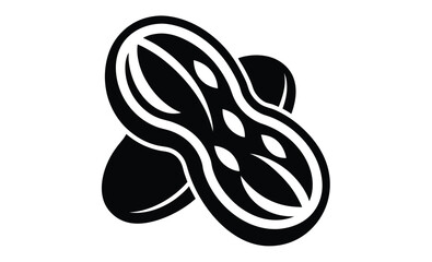 Peanuts black icon silhouette, Peanuts black silhouette, Peanut clipart, Peanut icon 