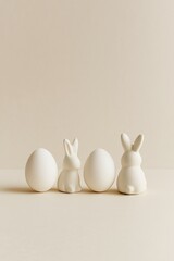 Easter Siblings – Two Eggs and Two Ceramic Bunnies
