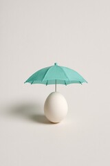 White Easter Egg Sheltered Under Transparent Umbrella
