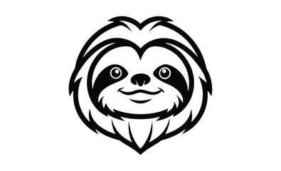 Obraz premium Three toed sloth head art silhouette, black silhouette of three-toed sloth head 