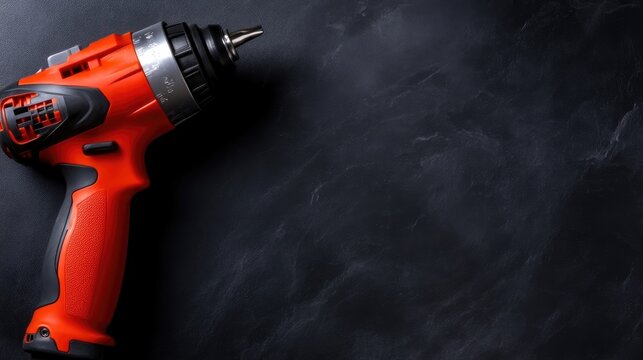 Power drill on dark surface