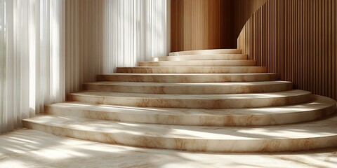 Marble stairs with sunlit interior.