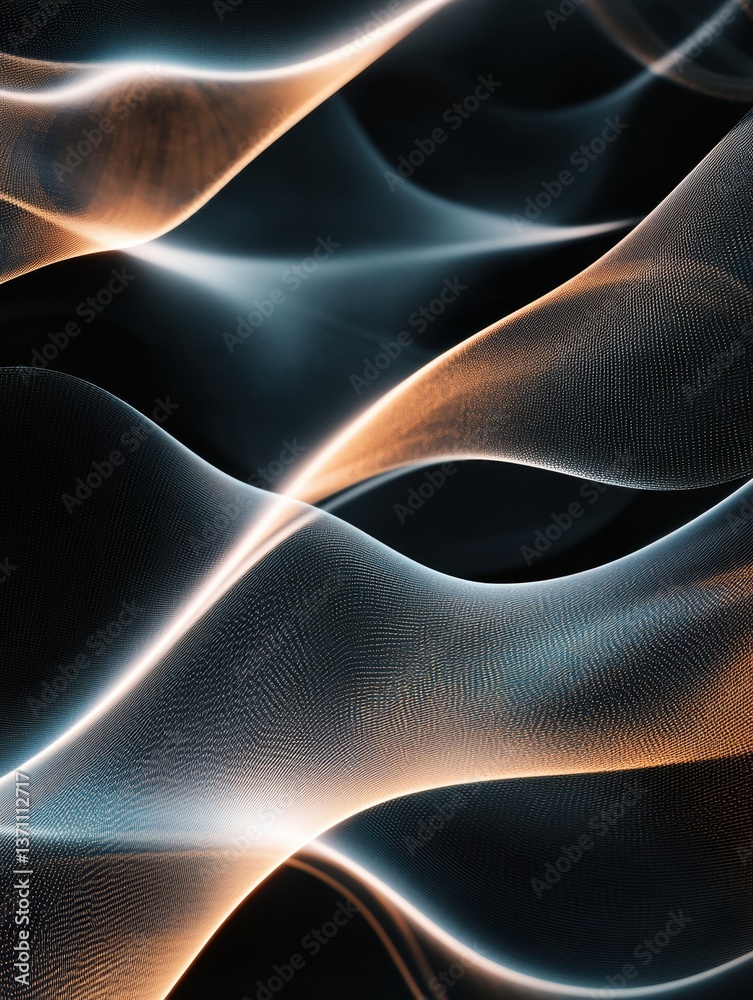Aufkleber Futuristic digital background displaying glowing soft waves and negative space showcasing modern cyber elegance in a surreal atmosphere