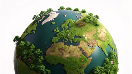Eco-Friendly Earth with Lush Greenery and Trees