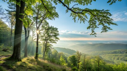 Obraz premium misty morning in the forest