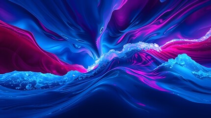 Abstract blue waves illuminated by a purple glow
