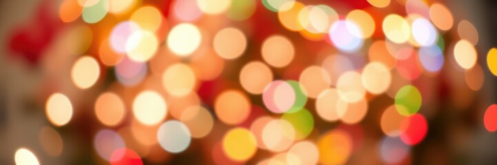 Colorful bokeh lights create a festive atmosphere during a holiday celebration in the evening