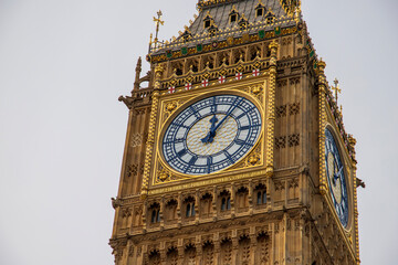 Big Ben at Palace of Westminster on the in the City of Westminster in Central London England UK