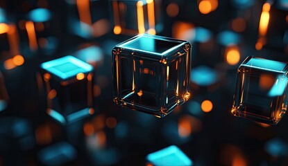Abstract digital cubes in vibrant colors