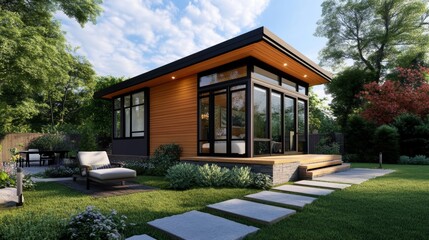 Modern accessory dwelling unit concept  efficient tiny house for urban living and sustainable design
