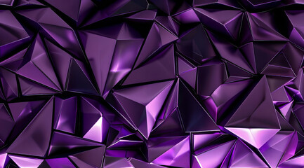 Obraz premium Deep Purple Geometric Abstract Background with Shiny Metallic Triangles and Intense 3D Texture for Modern Designs
