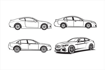 modern car abstract silhouette on white background