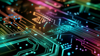 Abstract Colorful Circuit Board Design