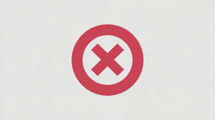 Obraz premium Simple red cross mark inside a circle on light background used for wrong or incorrect indicator