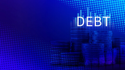 Debt growth and percentage for debt reduction concept, growth of public debt, Delve deeper the complex concept of debt and significant impact on effectively managing personal finances.
