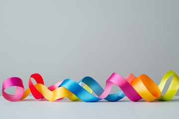 Vibrant ribbons symbolizing cancer awareness on soft gray background for world cancer day promotion