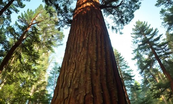 Majestic Sequoia Tree Stands Tall Amidst Dense Forest