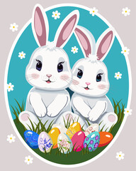Easter card with bunnies.