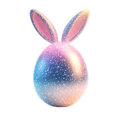 Fototapeta premium Egg with bunny ears and a twinkling star effect, isolated on white background