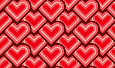 Modern and minimalist heart pattern background with red heart lines. Printable vector container background for Valentine's Day. 