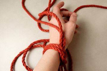 Crafting intricate patterns with natural jute rope for Japanese shibari art
