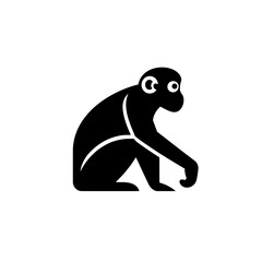 Obraz premium Minimalist negative space logo featuring a stylized monkey silhouette in black and white